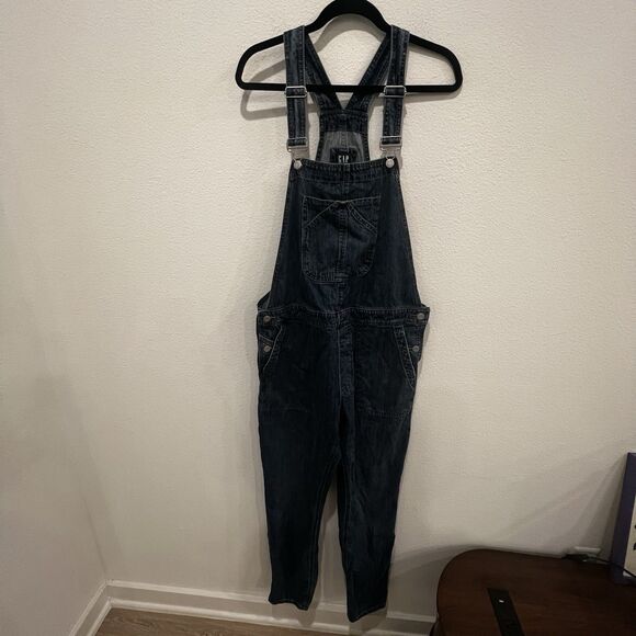 Gap Overalls Womens Large Tall  Denim Jean Slouchy Bibs 100% Cotton Preppy Artsy - Picture 1 of 8